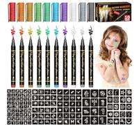 Juego de 10 lápices de tatuaje para niños y adultos, resistentes al agua, con 5 plantillas de tatuaje, lápices de tatuaje para niños, lápices de tatuaje para adultos, para cumpleaños, fiestas, Pascua