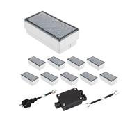 Juego de 10 LEDs adoquín CUS luz de suelo para exterior blanco cálido IP67