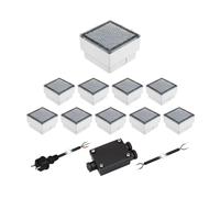 Juego de 10 LEDs adoquín CUS luz de suelo para exterior blanco cálido IP67
