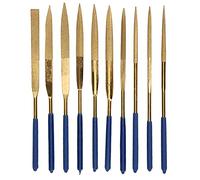 Juego de 10 limas de aguja de diamante de 0,16 x 6,3 pulgadas, mini kit de lima de aguja de diamante chapado en titanio para tratamiento del cristal de cerámica de acero