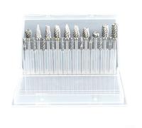 Juego de 10 limas giratorias de acero con diseño de doble corte para pulido de madera, metal, plástico y vidrio, esmerilado y grabado, color plateado