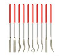 Juego de 10 limas recubiertas de diamante con asas de goma para limar de precisión y eliminación de material en varias superficies (3 x 140)