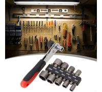 Juego de 10 llaves de carraca de 513 mm, adaptador de destornillador de tuerca de alimentación con llave de trinquete para 6 enchufes de 35 mm y conexión de brocas