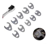 Juego de 10 llaves de pata de gallo de 3/8 pulgadas, llave métrica de extremo abierto de 10 mm a 22 mm para llave dinamométrica, diseño que ahorra espacio para espacios reducidos y ángulos incómodos