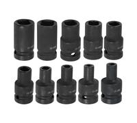 Juego de 10 llaves de vaso cuadradas para M6-M24 con destornillador de 1/2 pulgada, herramienta de reenhebrado de acero al cromo vanadio compatible con llave de trinquete y destornillador eléctrico