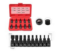 Juego de 10 llaves de vaso de 12 puntos, juego de llaves de vaso universales de 3/8 cuadradas, juego de llaves de vaso -M16