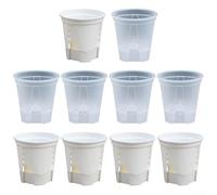 Juego de 10 macetas de jardín de plástico con riego automático con orificios de drenaje para una circulación óptima del aire y material plástico flexible para una durabilidad de transporte (180 A)