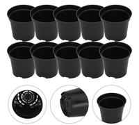Juego de 10 macetas de plástico negro con 8 variaciones de tamaño, moldeadas por inyección con niveles de drenaje dobles diseñados para promover el crecimiento saludable de las plantas (B100#)