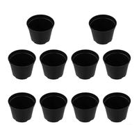 Juego de 10 macetas de plástico negro, varios tamaños, moldeadas por inyección con diseño de drenaje de 2 niveles para un mayor crecimiento de las plantas y durabilidad a la intemperie (B150#)