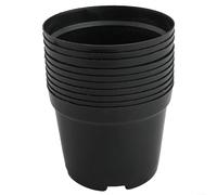 Juego de 10 macetas de plástico negro, varios tamaños, moldeadas por inyección con diseño de drenaje de 2 niveles para un mayor crecimiento de las plantas y durabilidad a la intemperie (B130#)