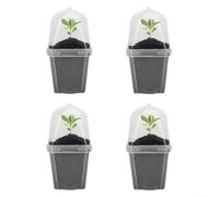 Juego de 10 macetas de plástico transparente con cúpula de humedad, recipientes de jardinería de 3 pulgadas para suculentas, hierbas o flores pequeñas, ideal para jardinería urbana interior (4 piezas)