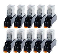 Juego de 10 microrelés DPDT de uso general con base de zócalo, MY2P HH52P MY2NJ, 12 V, 24 V/110 V, 220 V CA, bobina(DC,12V)