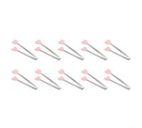 Juego de 10 mini pinzas para alimentos con puntas de silicona resistentes al calor, pinzas de acero inoxidable en forma de corazón para cocinar, servir, asar a la parrilla y barbacoa (rosa)