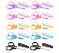 Juego de 10 mini tijeras de bricolaje de acero inoxidable, tijeras pequeñas y versátiles, tijeras rectas precisas con funda protectora, tijeras de bricolaje para costura, papel, recortado