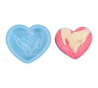 Juego de 10 moldes de silicona con forma de corazón para derretir cera y jabón, moldes de postre reutilizables para fondant, gelatina, gomitas, caramelos, 7,6 x 6,5 x 2,3 cm (60-1628)