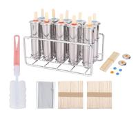 Juego de 10 moldes for paletas de acero inoxidable, moldes for paletas comerciales de acero inoxidable, hielo con soporte,caseros reutilizables de metal