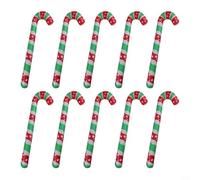 Juego de 10 muletas inflables de Navidad de PVC para mejorar la decoración navideña con un diseño colorido y divertido para uso en interiores y exteriores (impresas en verde)