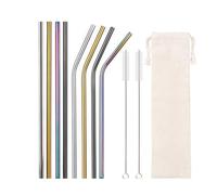 Juego De 10 Pajitas Reutilizables Acero Inoxidable Colores, Metal, Accesorio For Bar Y Fiesta 64(Mixed Color A)