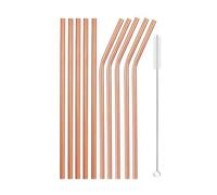 Juego de 10 pajitas reutilizables metal acero inoxidable 304 con cepillo for cóctel 64(Rosegold Mixed A)