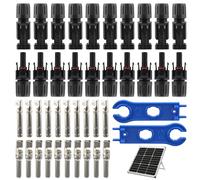 Juego de 10 pares de conectores solares MC4 resistentes al agua IP67 con 2 herramientas, conectores solares negros para cable fotovoltaico de 6 mm², conector fotovoltaico para paneles solares