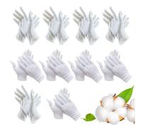 Juego de 10 pares de guantes, guante de algodón blanco, transpirable, para el cuidado de la piel, examen de joyas, trabajo diario, etc