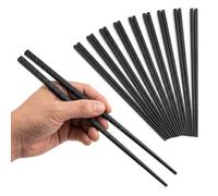 Juego de 10 Pares de Palillos Chinos Reutilizables - Palillos Negros Antideslizantes y Diseño Moderno - Aptos para Lavavajillas, Resistentes e Ideales para Principiantes para Sushi, Ramen (24cm)