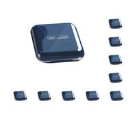 Juego de 10 pastilleros portátiles para medicamentos, vitaminas, 4 rejillas, 8 x 8 x 2,4 cm, color azul