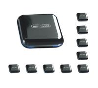 Juego de 10 pastilleros portátiles para medicamentos, vitaminas, 4 rejillas, 8 x 8 x 2,4 cm, color negro