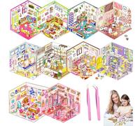 Juego de 10 pegatinas 3D para casa, no tóxicas y seguras, terapia de escena en miniatura 3D para niños y adultos, escenas de calcomanías para aliviar el estrés con pinzas, creativo, divertido y