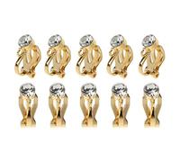 Juego de 10 pendientes de aro de cristal no perforados, ángulo ajustable, invisible, para orejas no perforadas, 2 colores, al por mayor, piedras preciosas naturales sueltas de cristal redondo, talla