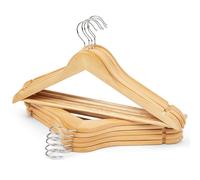 Juego de 10 Perchas de Madera, organizadores de Armario duraderos y Elegantes para Mejorar el hogar y el Armario (Natural)