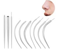 Juego de 10 piercings con aguja, acero quirúrgico, 14 g/16 g/18 g, de acero inoxidable, para insertar sin rosca, para tragus, hélix, labio, nariz, cartílago