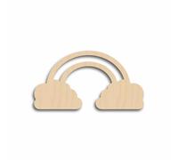 Juego de 10 piezas con forma de arco iris kawaii para manualidades y decoraciones, madera contrachapada de abedul de 3 mm, manualidades en blanco, sin pintar