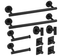 Juego de 10 piezas de accesorios de baño sin taladro, soporte autoadhesivo para toallas y rollos de papel higiénico, barra para toallas, gancho