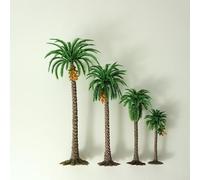 Juego de 10 piezas de árboles modelo de palma de coco para fiestas de jardín y exhibiciones al aire libre, ideal para edificios de modelos, paisajes (altura = 9 cm)