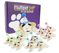 Juego de 10 Piezas de Caja de Juguetes de cumpleaños para Perros con chuleta de Cordero Mediana con Sombrero Azul y 9 Mini chuletas de Cordero de cumpleaños Surtidas para los Invitados de Fiesta de