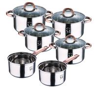 Batería de cocina 10pc en acero inox 2xØ16cm 2xØ18cm 2xØ20cm con tapas San Ignacio