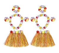 Juego de 10 piezas de disfraz de falda de hierba hula hawaiana, faldas de hierba hawaiana, guirnaldas de flores, pulsera, diadema para adultos, suministros de disfraces, fiesta, verano, playa, fiesta