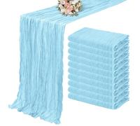 Juego de 10 piezas de gasa semitransparente for caminos de mesa de boda, manteles de queso, mesas de comedor, fiestas, banquetes navideños, arcos, decoración de tartas(Sky blue)