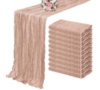 Juego de 10 piezas de gasa semitransparente for caminos de mesa de boda, manteles de queso, mesas de comedor, fiestas, banquetes navideños, arcos, decoración de tartas(Beige)