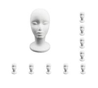 Juego de 10 piezas de maniquí de cabeza de soporte de exhibición modelo y exhibición de pelo para sombreros de salón de belleza de sombreros blanco
