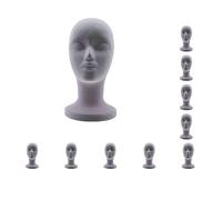 Juego de 10 piezas de maniquí de cabeza de soporte de exhibición modelo y exhibición de pelo para sombreros de salón de belleza, color gris, gris