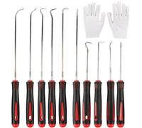 Juego de 10 piezas de pick y ganchos, anillo de sellado de aceite negro con guantes de 24 cm y 16,5 cm, gancho de precisión universal para quitar mangueras de goma y juntas