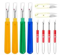 Juego de 10 piezas para coser, 4 herramientas grandes y 4 pequeñas con 2 tijeras, práctico cortador de hilo y juego de herramientas para bordar o trabajar a mano, tijeras de costura