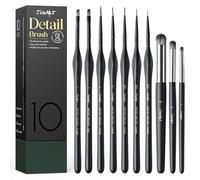 Juego de 10 Pinceles de Detalle JusArt, Pinceles en Miniatura para maquetas, acrílico, óleo y Acuarela, Pinceles Profesionales de precisión para Adultos y Pintores de miniaturas