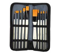 Juego de 10 Pinceles de Nailon para Pintura en Acuarela, Gouache y acrílico, Pinceles de Artista con Bolsa de Almacenamiento, Estuche Impermeable con Cremallera Que Protege Las