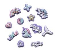 Juego de 10 pines unicornio para zuecos y zapatos con agujeros - Encantos decorativos para niña con unicornios, arco iris, mariposas y motivos de hadas - Accesorios de personalización coloridos