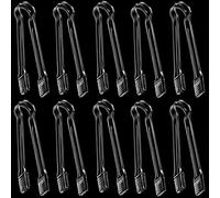 Juego de 10 pinzas de plástico para servir bufé, pequeñas pinzas de cocina, juego de pinzas de plástico transparente para servir con cubo de azúcar pequeñas pinzas de hielo para té y café, aperitivos de catering, postres y sándwich