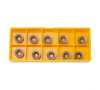 Juego de 10 plaquitas de carburo de tungsteno RPMT10T3MO para tornos CNC, puntas doradas para mecanizado de acero, resistentes al desgaste para torneado de acabado, diámetro interior de 4 mm