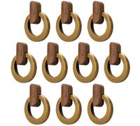 Juego de 10 pomos de metal para gabinete, tiradores de anillo de madera nórdica, tiradores minimalistas para cajones para armario, decoración de muebles del hogar, distancia entre agujeros de 16 mm